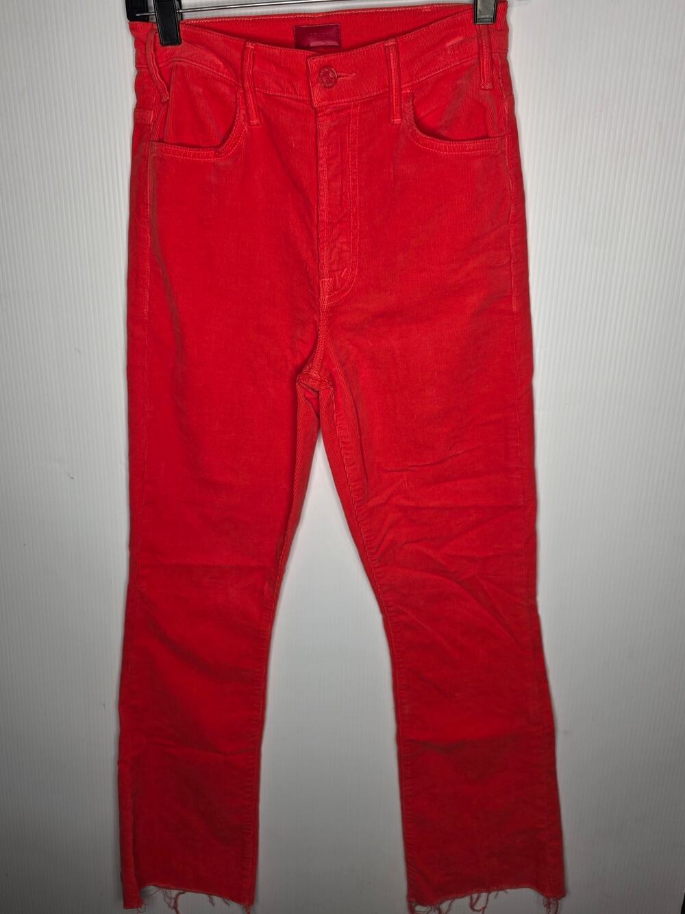 Mother The Hustler Ankle Fray Corduroy Pants Size 25 Ember Glow Boho Chic Flare